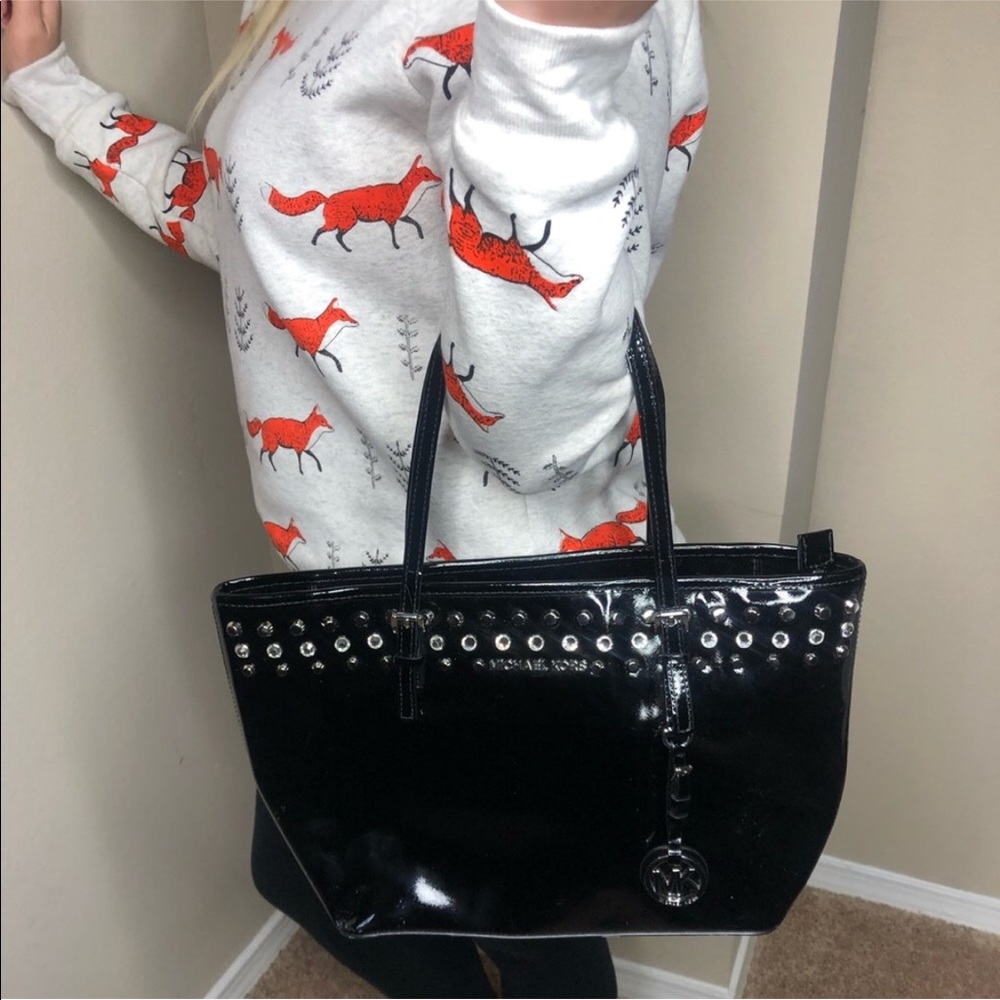 Michael Kors black patent purse AND wallet